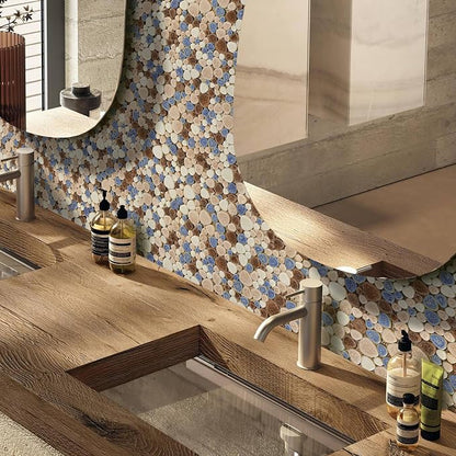 Yosemite Matte Pebble Stone Tiles for Shower Floor Bathroom Mosaic Tile Extremely Non Slip [5 Sheets]