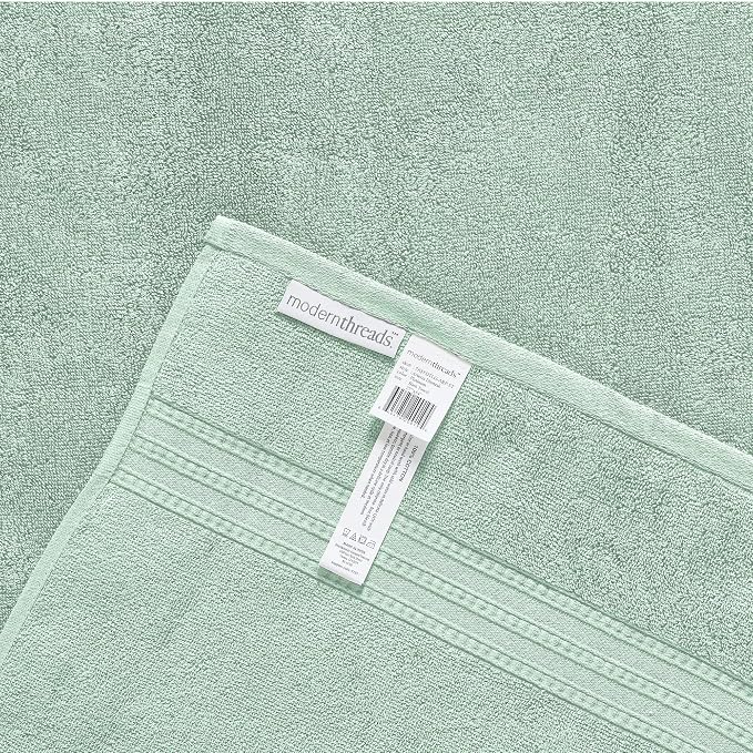 Modern Threads 6-Piece 100% Cotton Damask Medallion Towel Set, Sage | Highly Absorbent, Soft & Plush, Quick-Drying, 550 GSM, Color-Rich Yarn-Dyed Design, OEKO-TEX Certified