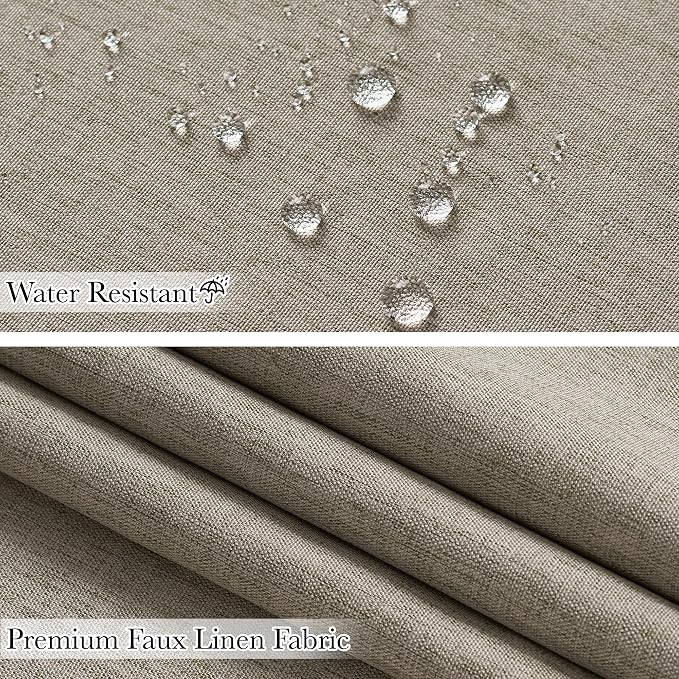 KGORGE Scalloped Shower Curtain with 12 Metal Hooks for Bathroom, Waterproof Privacy Linen Heavy Duty Cute Washable Shower Curtain Set for Bathtub Hotel Decor, Khaki, 72 x 72 inches