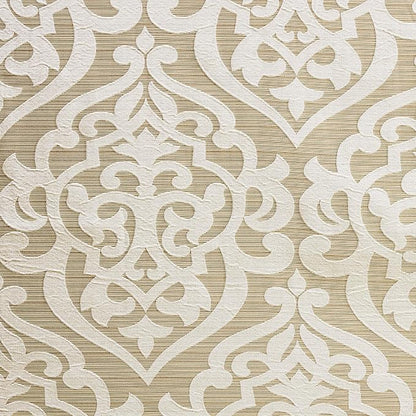 Madison Park Fabric Damask Medallion Shower Curtain, 72"x72" Tan/Ivory | Luxe Textured Jacquard, Machine Washable Modern Home Bathroom Decor, Bathtub Privacy Screen