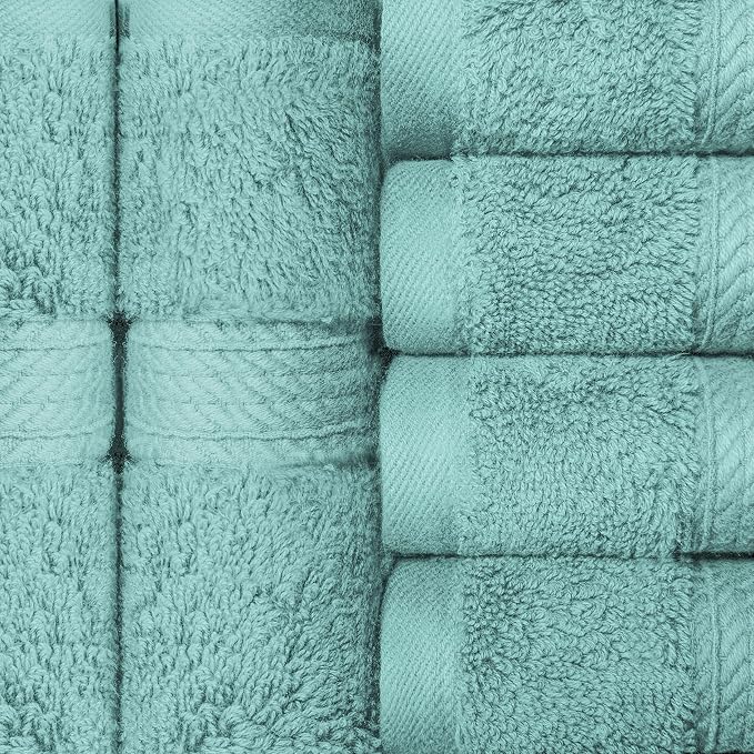 SUPERIOR Egyptian Cotton Plush & Absorbent, Face Towel Set of 6, Turquoise | Quick Dry, Soft Luxury Towel Set, Bath Essentials for Bathroom, Guest Bath, Spa, 2 Piece Face, Madeline Towels