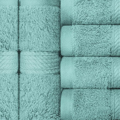 SUPERIOR Egyptian Cotton Plush & Absorbent, Face Towel Set of 6, Turquoise | Quick Dry, Soft Luxury Towel Set, Bath Essentials for Bathroom, Guest Bath, Spa, 2 Piece Face, Madeline Towels