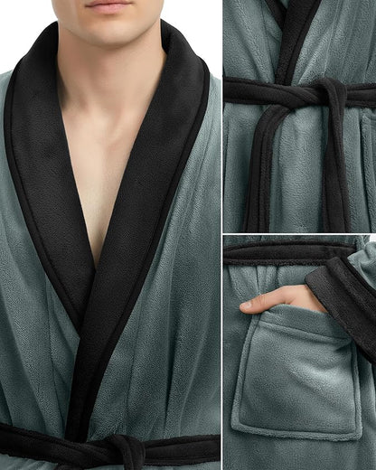 NY Threads Mens Robe, Luxury Plush Fleece Mens Bathrobe, Spa Bath Robe for Men