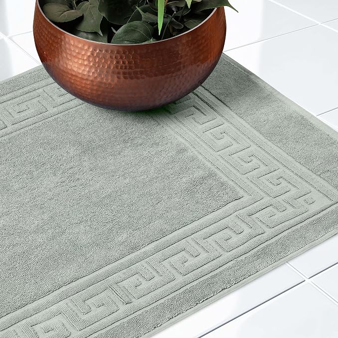 Superior Heavyweight Cotton Bath Mats, Bath Rugs For Bathroom Accessories, Washable Rug For Shower, Bath, Toilet, Modern Decor, No Backing, Luxury Hotel And Spa Quality, Set of 2, 22" x 35", Sage