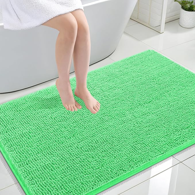 OLANLY Large Bathroom Rugs 47x32, Extra Soft Absorbent Chenille Bath Rugs | Mint Green, Quick-Drying Rubber Backing, Machine Washable Bath Mat for Bathroom Floor, Tub and Shower, Home Decor Accessories