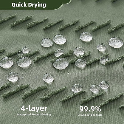 Extra Long Sage Green Boho Shower Curtain with Tassel, Woven Fabric 96 in Shower Curtain, Tufted Chevron Striped, 72 x 96, Modern Chic Textured Minimalist Bathroom Shower