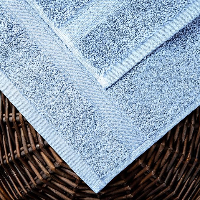 SUPERIOR Egyptian Cotton Ultra Plush & Absorbent, 10 Piece Set, Light Blue | Quick Dry, Soft Luxury Towel Set, Bath Essentials, Guest Bath, Spa, 2 Bath, 4 Hand, 4 Face Towels, Madeline Towels