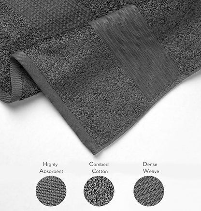 Luxury Oversized Bath Towels | 650 GSM, 34" x 56" | Hotel Quality, Soft & Highly Absorbent | Quick Dry, Thick, Combed Cotton Bathroom Towels | Dark Grey - 4 Pack