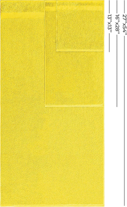 American Veteran Towel, 100% Cotton Turkish 6 Piece Towel Set, Luxury Towels Set of 6 for Bathroom Essentials, 2 Bath Towels 2 Hand Towels 2 Washcloths, Yellow