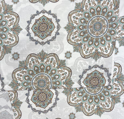 Serafina Home Hotel Quality Fabric Bathroom Shower Curtain: Floral Damask - Blue, Green, Brown, Taupe and Creme (72 x 70 inches)