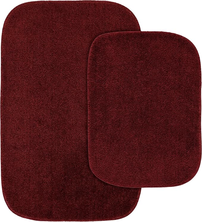 Garland Rug Traditional Nylon Washable Chili Pepper Red 2 Bath Rugs (17" X 24", 21" X 34") - Soft, Absorbent, And Stylish for Your Bathroom