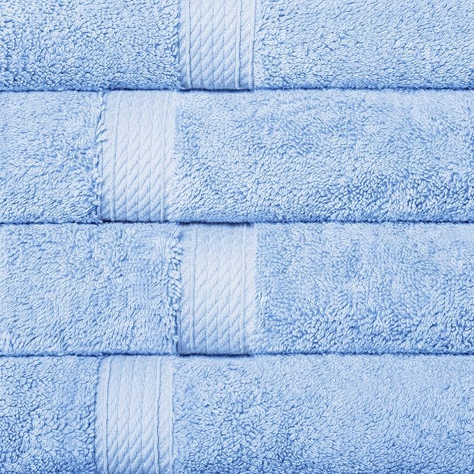 SUPERIOR Egyptian Cotton Ultra Plush & Absorbent, 10 Piece Set, Light Blue | Quick Dry, Soft Luxury Towel Set, Bath Essentials, Guest Bath, Spa, 2 Bath, 4 Hand, 4 Face Towels, Madeline Towels