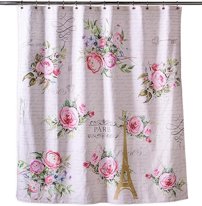 Maison d' Hermine Shower Curtain 100% Cotton One Panel 70"x72" Washable Fabric Shower Curtains for Bathroom, Easy Hanging with 12 Button Holes - Home Hotel Spa Easter Gifts (Champ De Mars)