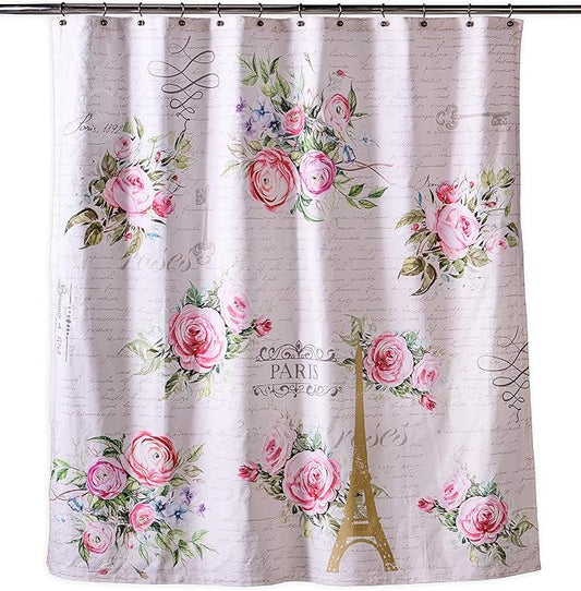 Maison d' Hermine Shower Curtain 100% Cotton One Panel 70"x72" Washable Fabric Shower Curtains for Bathroom, Easy Hanging with 12 Button Holes - Home Hotel Spa Easter Gifts (Champ De Mars)