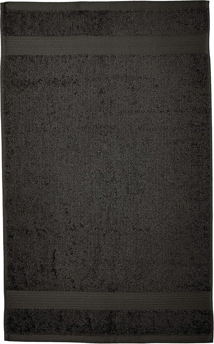 Amazon Basics Fade-Resistant 100% Cotton Washcloth for Face and Body, Soft Absorbent, 26" x 16", Black, 6-Pack