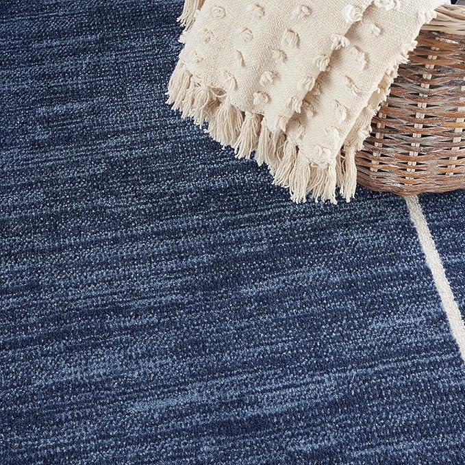 Nourison Home Nourison Essentials Navy/Ivory 6' x 9' Area Rug - Easy Clean, Non Shedding, Bed Room, Living Room, Dining Room, Kitchen (6' x 9')