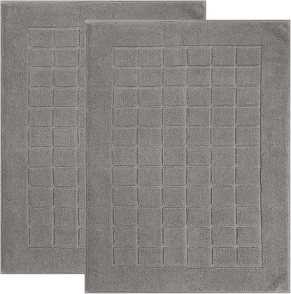 Superior 100% Cotton Bathmat Set, Bath Mats, Bathroom Decor, Shower, Bathtub Essentials, Home Accessories, Small Washable Rug, No Backing, Heavyweight, Nora Collection, Set of 2, 22" x 35", Charcoal