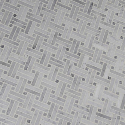 MSI Carrara White Marble Basketweave Mosaic Tile for Kitchen Backsplash, Bathroom Accent Wall, Shower Wall