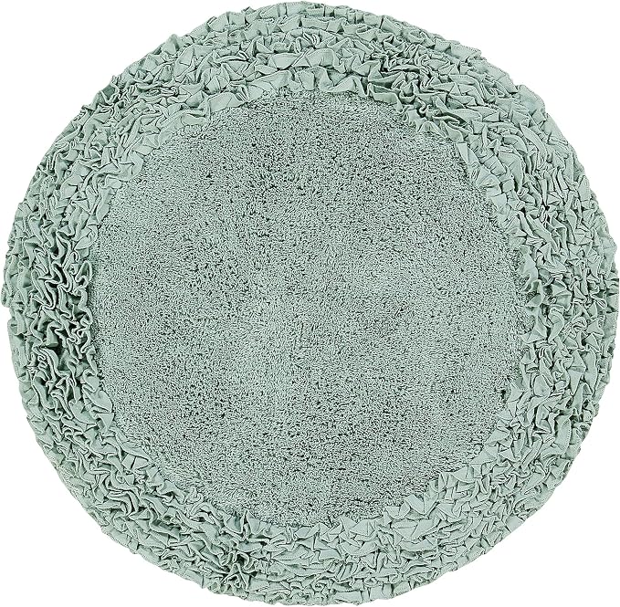 Better Trends Premium Bathroom 30” Round Mat 100% Cotton, Water Absorbent Non-Slip Backing, Machine Washable for Bathroom, Tub, and Shower Use, Sage Shaggy Border Collection