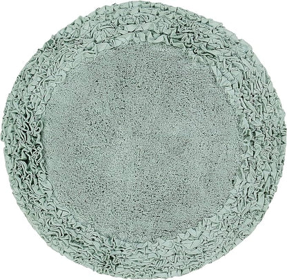 Better Trends Premium Bathroom 30” Round Mat 100% Cotton, Water Absorbent Non-Slip Backing, Machine Washable for Bathroom, Tub, and Shower Use, Sage Shaggy Border Collection