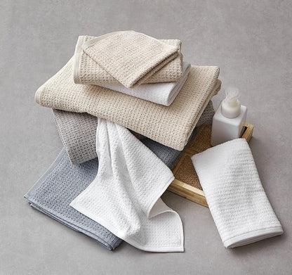 Nautica – Bathroom Towels, Soft Waffle Texture Washcloth, Bath & Hand Towels, Quick Dry & Highly Absorbent Cotton, Set of 8, College Dorm Room Essentials (Oasis Beige)