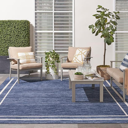 Nourison Home Nourison Essentials Navy/Ivory 9' x 12' Area Rug - Easy Clean, Non Shedding, Bed Room, Living Room, Dining Room, Kitchen (9' x 12')