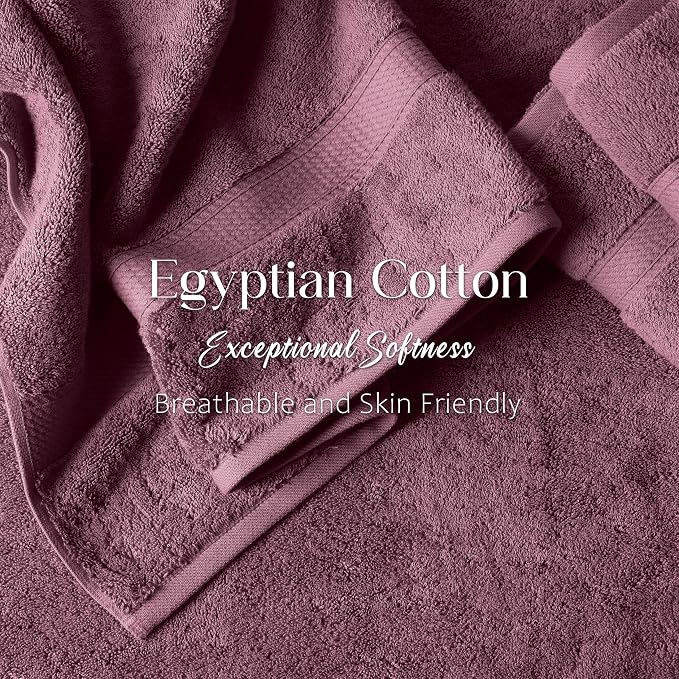 SUPERIOR Egyptian Cotton Plush & Absorbent, Bath Towel Set of 2, Plum | Quick Dry, Soft Luxury Towel Set, Bath Essentials for Bathroom, Guest Bath, Spa, 2 Piece Bath, Madeline Towels