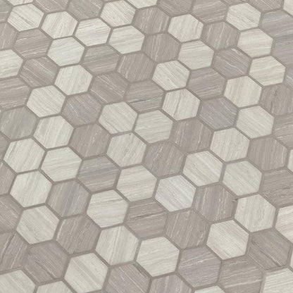 MSI Silva Oak Hexagon Glass Tile for Kitchen Backsplash, Wall Tile for Bathroom, Accent Wall Tile, and Shower Wall Tile, 12.75 in. x 11.02 in. Mesh-Mounted Mosaic Tile (14.70 sq. ft. / case)