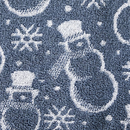 SKL Home Christmas/Winter Top Hat Snowmen Bath Towel, 100% Cotton, Blue | 550 GSM. Soft & absorbent. Reversible jacquard pattern. Great for use in the bathroom, kitchen or bar & gifting.