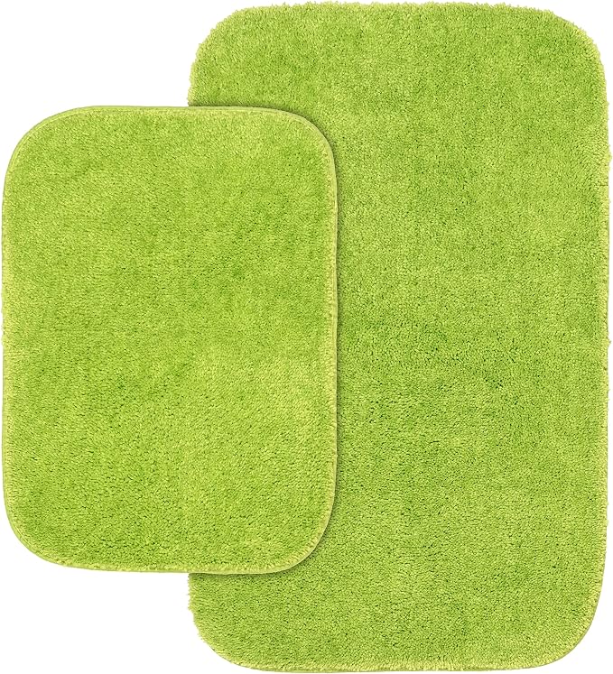 Garland Rug Traditional Nylon Washable Lime-Aid 2 Bath Rugs (17" X 24", 21" X 34") - Soft, Absorbent, and Stylish for Your Bathroom