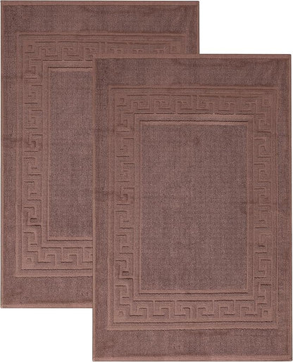 Superior Heavyweight Cotton Bath Mats, Bath Rugs For Bathroom Accessories, Washable Rug For Shower, Bath, Toilet, Modern Decor, No Backing, Luxury Hotel And Spa Quality, Set of 2, 22" x 35", Mocha