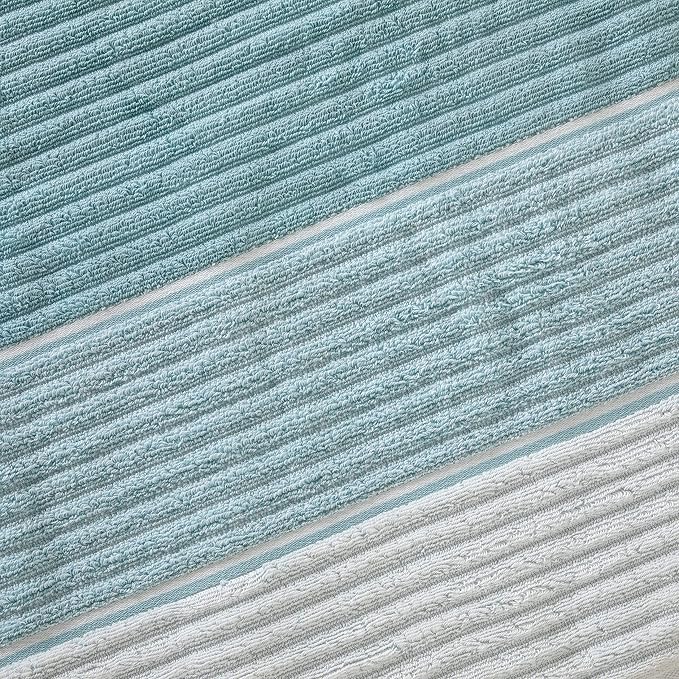 SKL Home Planet Ombre Bath Towel, 100% Turkish Cotton, Aqua | 600 GSM weight. Spa-level quality. Soft & absorbent textured jacquard.