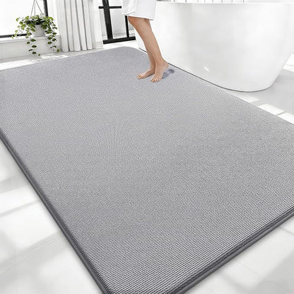 OLANLY Thick Memory Foam Large Bathroom Rug 70x46, Absorbent Bath Mat, Grey | Soft Quick Dry Bath Rugs, Non-Slip Carpet, Machine Washable Mat for Bathroom Floor, Tub and Shower, Home Decor Accessories