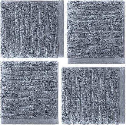 SKL Home CloudSoft Washcloth Set, 4-Piece, 100% Cotton Luxury, Smoke Blue | Premium spa-level quality. 520 GSM weight. Ultra plush & absorbent.