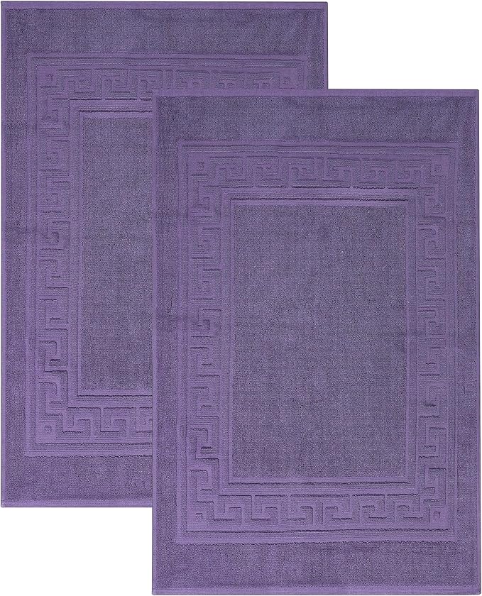 Superior Hotel & Spa Quality Bath Mat Set of 2, Made of Long-Staple Combed Cotton, Durable and Washable 100% Cotton Bathroom Mat 2-Pack, Royal Purple, 22" x 35"