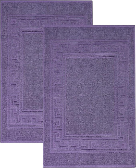 Superior Hotel & Spa Quality Bath Mat Set of 2, Made of Long-Staple Combed Cotton, Durable and Washable 100% Cotton Bathroom Mat 2-Pack, Royal Purple, 22" x 35"