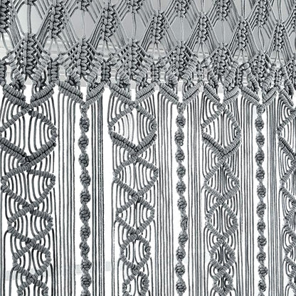 Lush Decor Boho Macrame Textured Cotton Valance, 40" W x 30" L, Gray - Boho Kitchen Curtains & Wall Decor - Macrame Valance - Bathroom Window Curtains