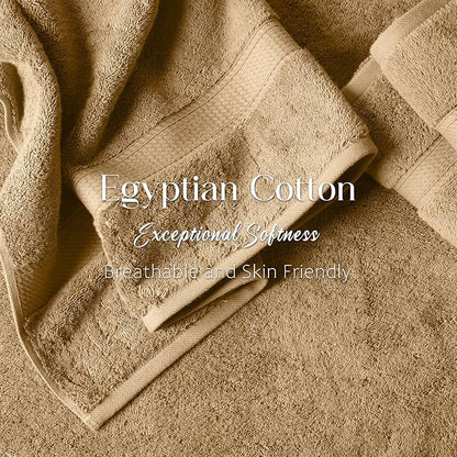 SUPERIOR Egyptian Cotton Ultra Plush & Absorbent, 6 Piece Set, Toast | Quick Dry, Soft Luxury Towel Set, Bath Essentials, Guest Bath, Spa, 2 Bath, 2 Hand, 2 Face Towels, Madeline Towels
