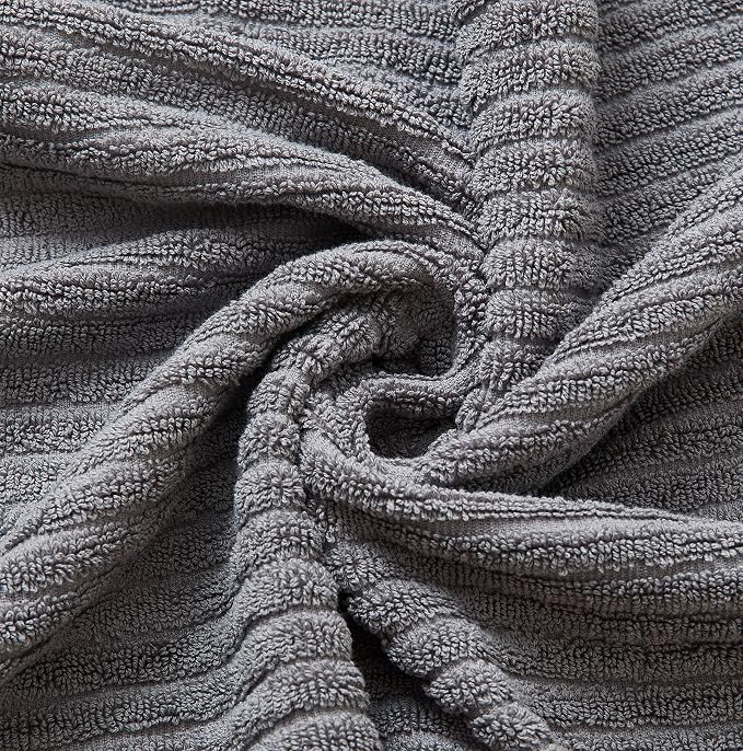 Nautica – Bathroom Towels, Washcloth, Bath & Hand Towel Set, Highly Absorbent Ribbed Terry Cotton, Set of 6, College Dorm Room Essentials (Signature Grey)