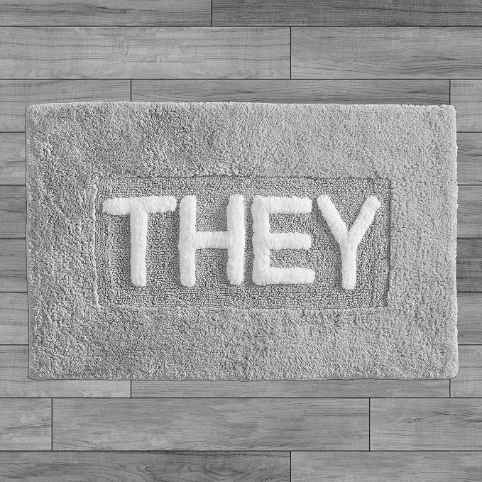 Cotton Bath Rug - Soft Cotton Bath Mat - Bathroom Decor - Water Absorbent and Machine Washable - Measures 21"x34" - They Grey