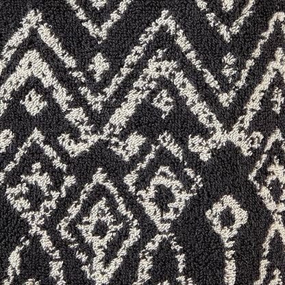 SKL Home Nador Bath Towel, Premium 100% Cotton, Black | 600 GSM weight. Spa-level quality. Soft & absorbent with fringed hem. Reversible jacquard pattern.