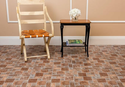 Nexus Self Adhesive 12-Inch Vinyl Floor Tiles, 20 Tiles - 12" x 12", Brick Pavers Pattern - Peel & Stick, DIY Flooring for Kitchen, Dining Room, Bedrooms & Bathrooms by Achim Home Decor