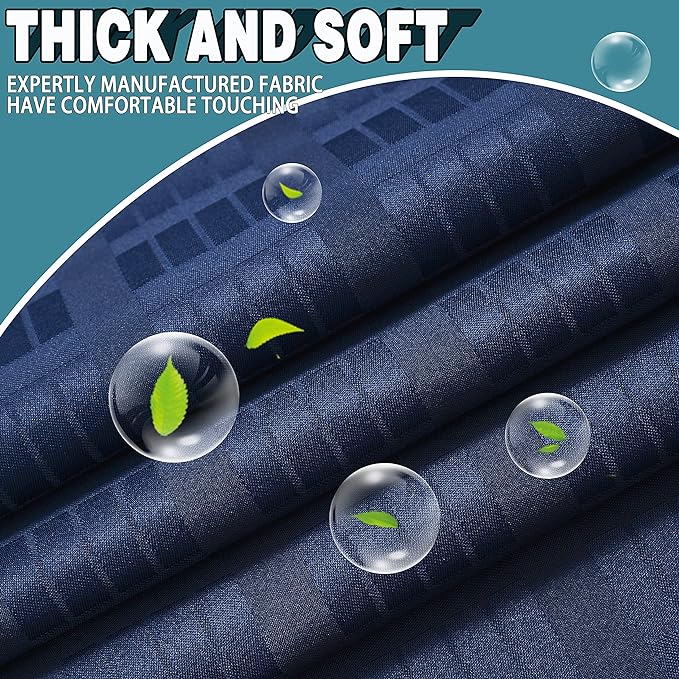Conbo Mio Extra Wide No Hook Shower Curtain with Snap in Liner Set, 108" x 74" Hotel Luxury Navy Blue Shower Curtains for Bathroom with See Through Top Window, Waterproof, Washable 108W x 74H