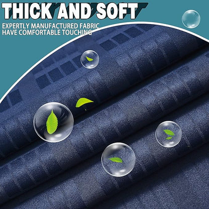 Conbo Mio Extra Wide No Hook Shower Curtain with Snap in Liner Set, 108" x 74" Hotel Luxury Navy Blue Shower Curtains for Bathroom with See Through Top Window, Waterproof, Washable 108W x 74H