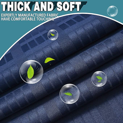 Conbo Mio Extra Long No Hook Shower Curtain with Snap in Liner Set, Hotel Luxury Navy Blue Shower Curtains for Bathroom with See Through Top Window, Waterproof, Washable 71W x 84H