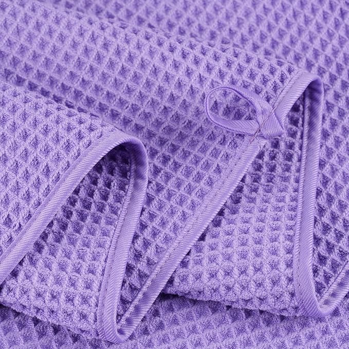 POLYTE 430 GSM Poly Blend Microfiber Quick Dry Waffle Bath Towel, 30x60 in | 4 Pack, Oversize, Lint Free, Body Towel