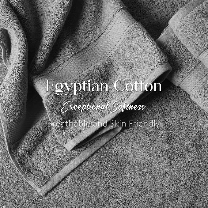 SUPERIOR Egyptian Cotton Ultra Plush & Absorbent, 3 Piece Set, Charcoal | Quick Dry, Soft Luxury Towel Set, Bath Essentials, Guest Bath, Spa, 1 Bath, 1 Hand, 1 Face Towels, Madeline Towels