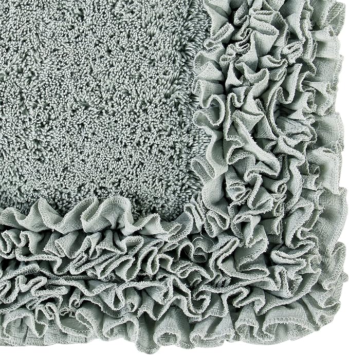 Better Trends Premium Bathroom 30” Round Mat 100% Cotton, Water Absorbent Non-Slip Backing, Machine Washable for Bathroom, Tub, and Shower Use, Sage Shaggy Border Collection