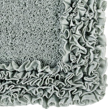 Better Trends Premium Bathroom 30” Round Mat 100% Cotton, Water Absorbent Non-Slip Backing, Machine Washable for Bathroom, Tub, and Shower Use, Sage Shaggy Border Collection