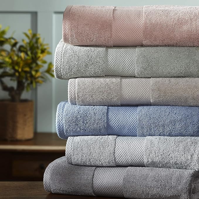 Modern Threads 600 GSM 6-Piece Towel Set with Filgree Jacquard Border Blue